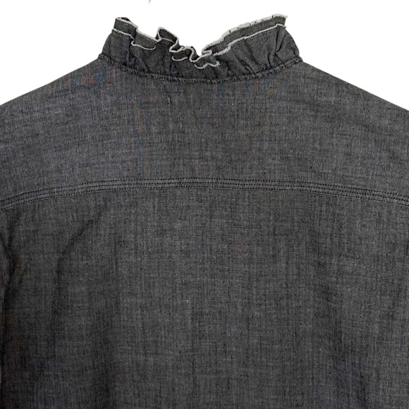 Isabel Marant Etoile Lawendy Gray Chambray Ruffle Blouse Top Size 40 US 8 - Picture 8 of 10